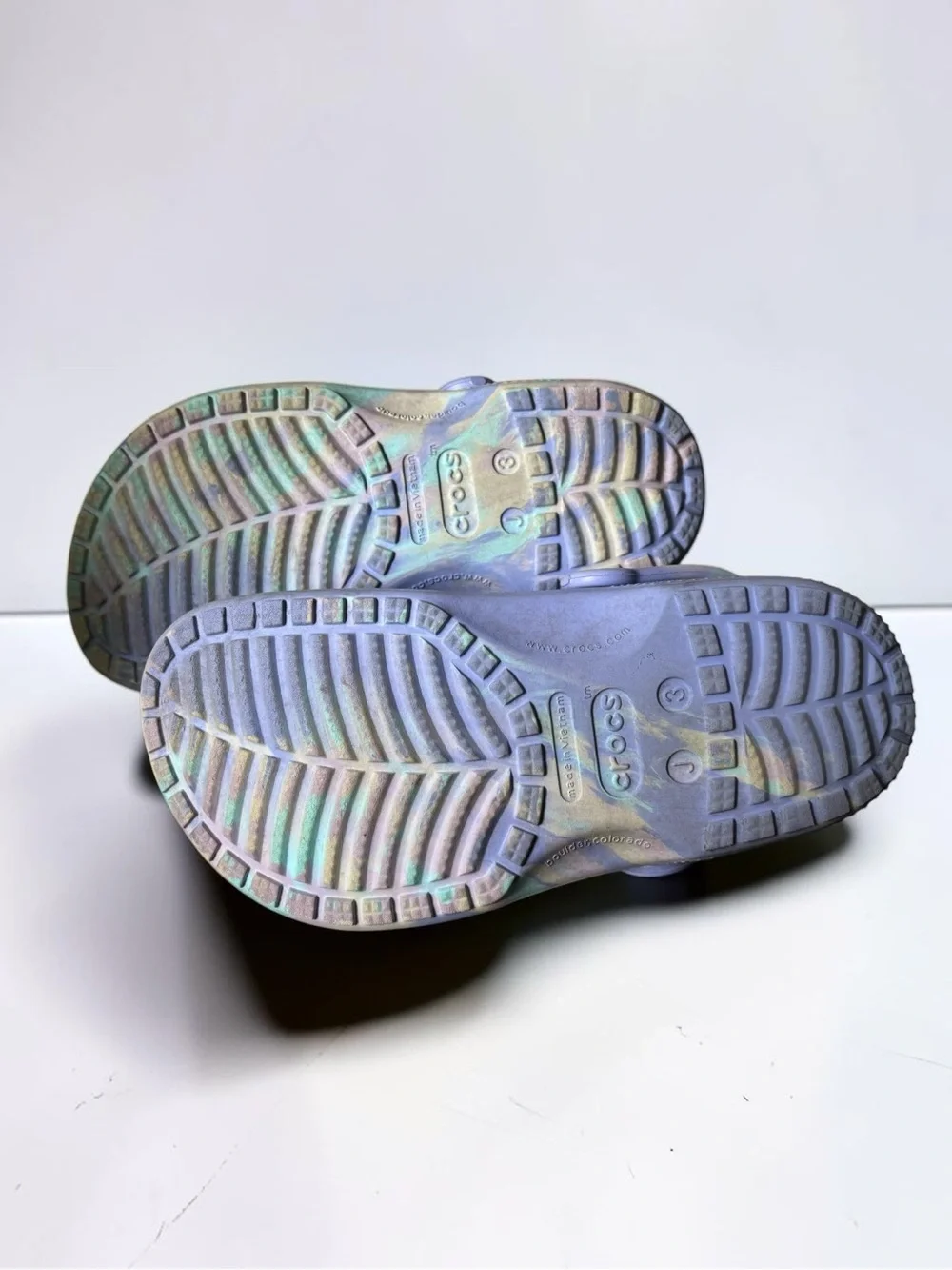 Crocs Classic Marbled Clog J3 Moon Jelly Multi Purple Blue Pastel Kids Shoes